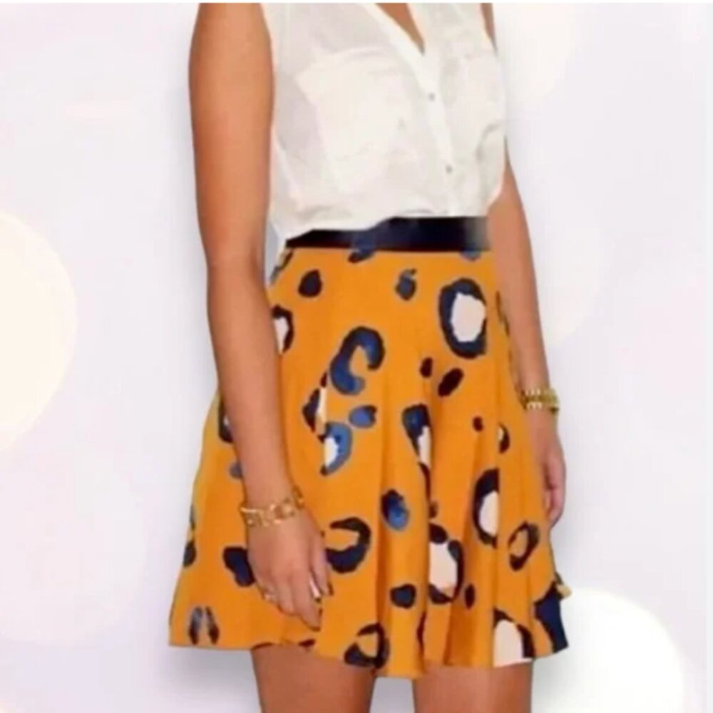 3.1 Phillip Lim for Target Skirt Size 2 Mustard Navy Leopard Print A-Line